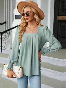 Casual Coolness Square Neck Puff Sleeve Blouse (multiple color options)