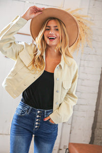 Bone Chillin’ Days Cropped Jacket in Taupe
