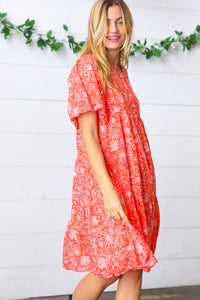 Flowering from Within Tiered Floral Midi Dress