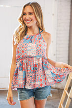 Load image into Gallery viewer, Forecast Sunny &amp; Warm Geo-Print Peplum Top
