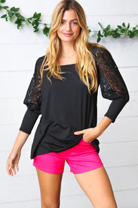 Lace in the Limelight Square Neck Puff Sleeve Top