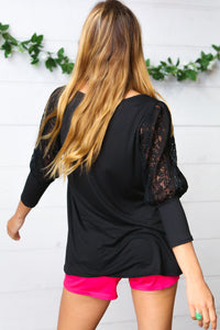Lace in the Limelight Square Neck Puff Sleeve Top
