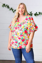 Load image into Gallery viewer, Feeling Fabulous Floral Ruffle Sleeve Top
