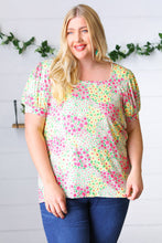 Load image into Gallery viewer, In Peak Bloom Square Neck Floral Puff Sleeve Top
