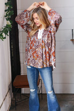 Load image into Gallery viewer, Creative Content Criss Cross Boho-Style Blouse in Cinnamon
