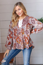Load image into Gallery viewer, Creative Content Criss Cross Boho-Style Blouse in Cinnamon
