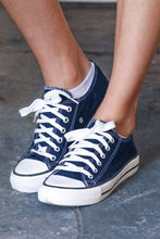 Load image into Gallery viewer, Navy Canvas Lace Up Sneakers
