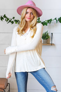 Stuck in Neutral Embroidered Lace V-Neck Top