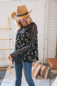 Love Letters & Lace Floral Bell Sleeve Top