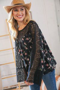 Love Letters & Lace Floral Bell Sleeve Top