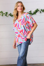 Load image into Gallery viewer, Dreamers &amp; Believers Geo-Print V-Neck Top
