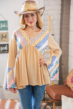 Load image into Gallery viewer, Stimulating the Senses Patchwork Bell-Sleeve Top

