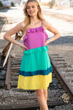 Load image into Gallery viewer, Splash Zones Ruffle Trim Color Block Dress
