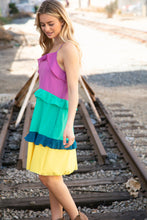 Load image into Gallery viewer, Splash Zones Ruffle Trim Color Block Dress
