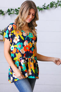 A Touch of Picasso Floral Baby Doll Top
