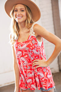 Surfing Tides Paisley-Mix Tank Top