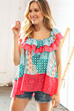 Load image into Gallery viewer, Feel the Heat Geometric Ruffle-Trim Lace Top
