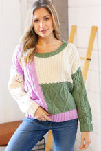 Load image into Gallery viewer, Follow Your Happiness Cable Knit Color Block Sweater

