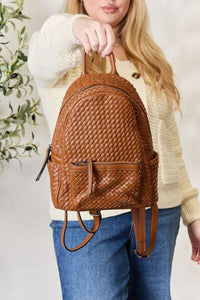 The Stylish Sidekick Vegan Leather Woven Backpack  (2 color options)