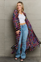 Load image into Gallery viewer, Whimsical Wanderlust Multicolored Open Front Fringe Hem Cardigan
