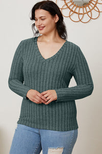 All You Ever Wanted Ribbed V-Neck Long Sleeve Top (multiple color options)