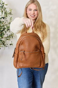 The Stylish Sidekick Large Vegan Leather Woven Backpack