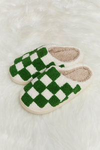 Checkered Print Plush Slide Slippers (multiple color options)