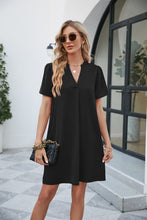 Load image into Gallery viewer, Follow Along Notched Puff Sleeve Shift Dress (multiple color options)

