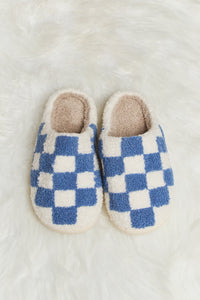 Checkered Print Plush Slide Slippers (multiple color options)