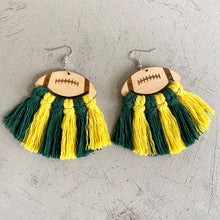 Load image into Gallery viewer, Football Fringe Detail Wooden Dangle Earrings (multiple color options)

