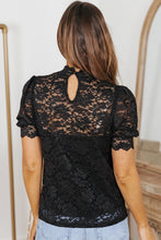 Load image into Gallery viewer, Vintage Chic Lace Scalloped Short Puff Sleeve Top (multiple color options)

