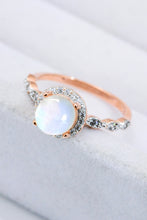 Load image into Gallery viewer, Divine Luna 18K Rose Gold-Plated 925 Sterling Silver Natural Moonstone Ring
