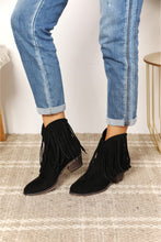 Load image into Gallery viewer, On The Fringe Cowboy Western Ankle Boots in Black
