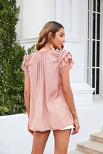 Load image into Gallery viewer, All I Want Tie Neck Ruffle Trim Blouse
