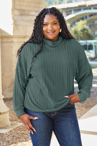 Blissful Basics Ribbed Exposed Seam Mock Neck Knit Top (2 color options)
