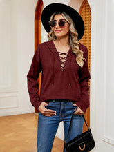 Load image into Gallery viewer, Everyday Ease Lace-Up Long Sleeve Hoodie (multiple color options)
