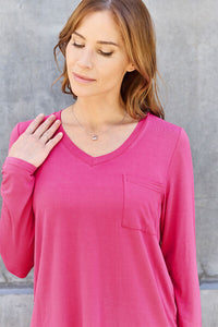 Everyday Happiness V-Neck Long Sleeve Top (multiple color options)