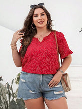 Load image into Gallery viewer, Roses Are Red Printed Notched Flounce Sleeve Blouse
