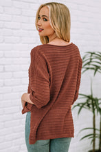 Load image into Gallery viewer, Best of Both Worlds Round Neck Dropped Shoulder Side Slit Pullover Sweater (multiple color options)
