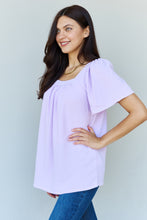 Load image into Gallery viewer, Keep Me Close Square Neck Short Sleeve Blouse in Lavender
