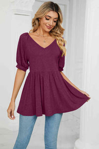 Basic Bliss V-Neck Babydoll Top (multiple color options)