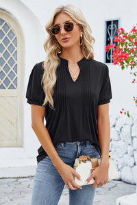 Notched Short Sleeve Top (multiple color options)