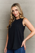 Load image into Gallery viewer, First Glance Sleeveless Neckline Slit Top in Black
