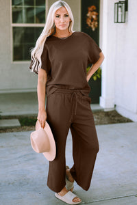 Cozy Couture Short Sleeve Top and Pants Set (multiple color options)