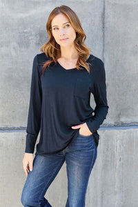 Everyday Happiness V-Neck Long Sleeve Top (multiple color options)