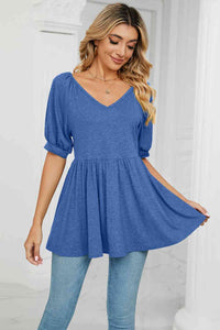 Basic Bliss V-Neck Babydoll Top (multiple color options)