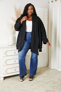 Rise and Conquer Open Front Cardigan with Scarf Design