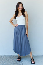 Load image into Gallery viewer, Comfort Princess High Waist Scoop Hem Maxi Skirt in Dusty Blue
