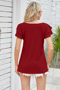 Take Your Time Square Neck Flutter Sleeve Top (multiple color options)