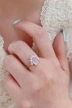 Load image into Gallery viewer, Moonlit Majesty 18K Rose Gold-Plated 925 Sterling Silver Natural Moonstone Ring
